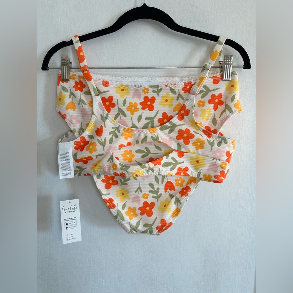 NWT Cupshe orange and yellow Floral Bikini Set - Picture 2 of 6